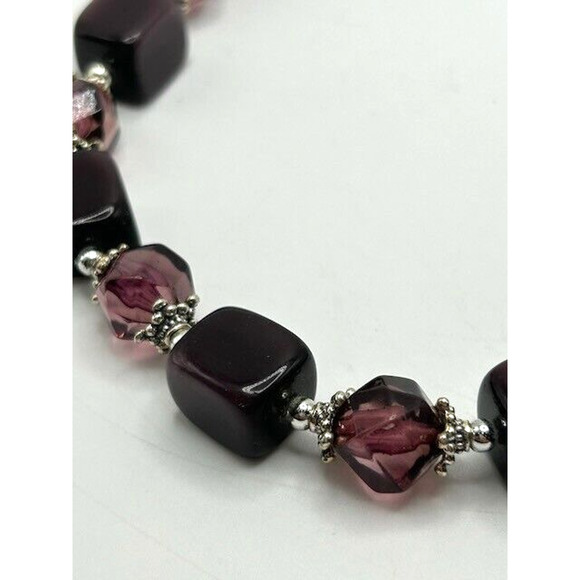 Vintage Grape Purple Glass Beaded Necklace & Drop Earrings Set - Picture 3 of 12